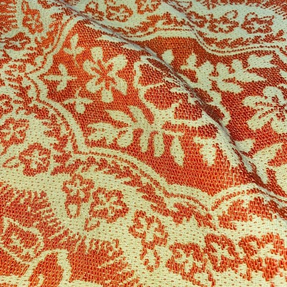 Antique Orange & Gold Large Coverlet Blanket Quilt Fringe Embroidery Vintage WOW - Picture 10 of 10